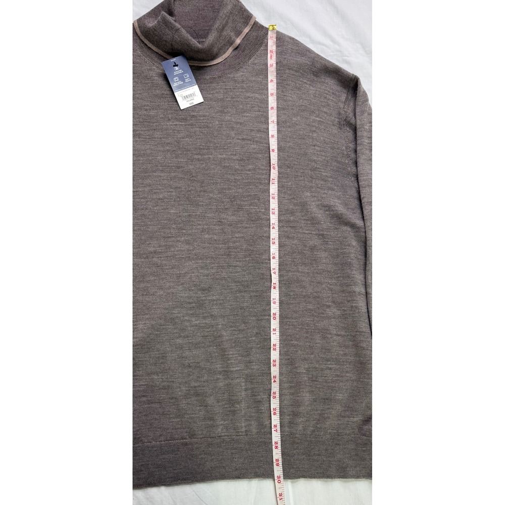 Stafford Mens Taupe 100% Merino Wool Mock Neck Sweater XXL 2XL Outdoor - Picture 6 of 11